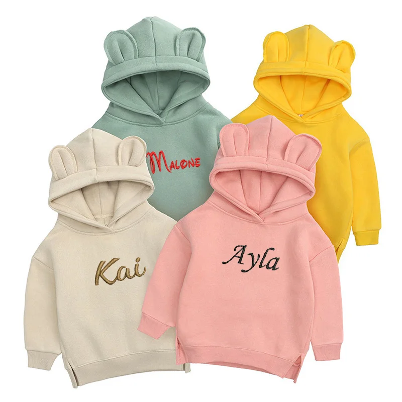 Top Trends: Personalised Embroidery Childrens Bear Hoodie Custom Name Unisex Kids Jumper Gifts For Kids Clothing Baby Wear Hoody Jumper Shoppable Styles