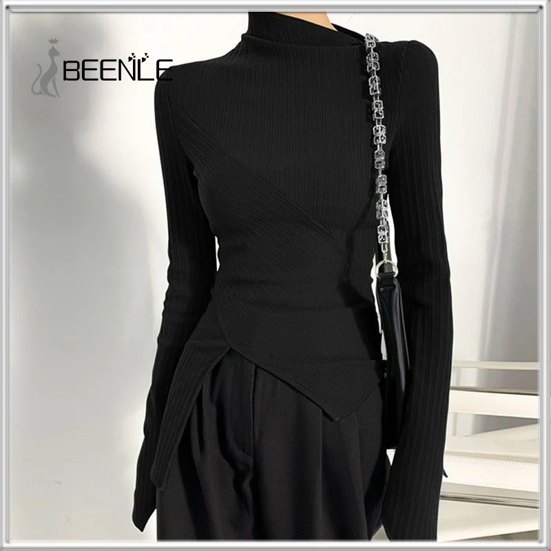 Top Trends: BEENLE Autumn Solid Elegant Bottoming Shirt Thin Knit Sweater Korean Fashion Long-sleeved Tops Winter T-shirt Skinny Pullovers Shoppable Styles