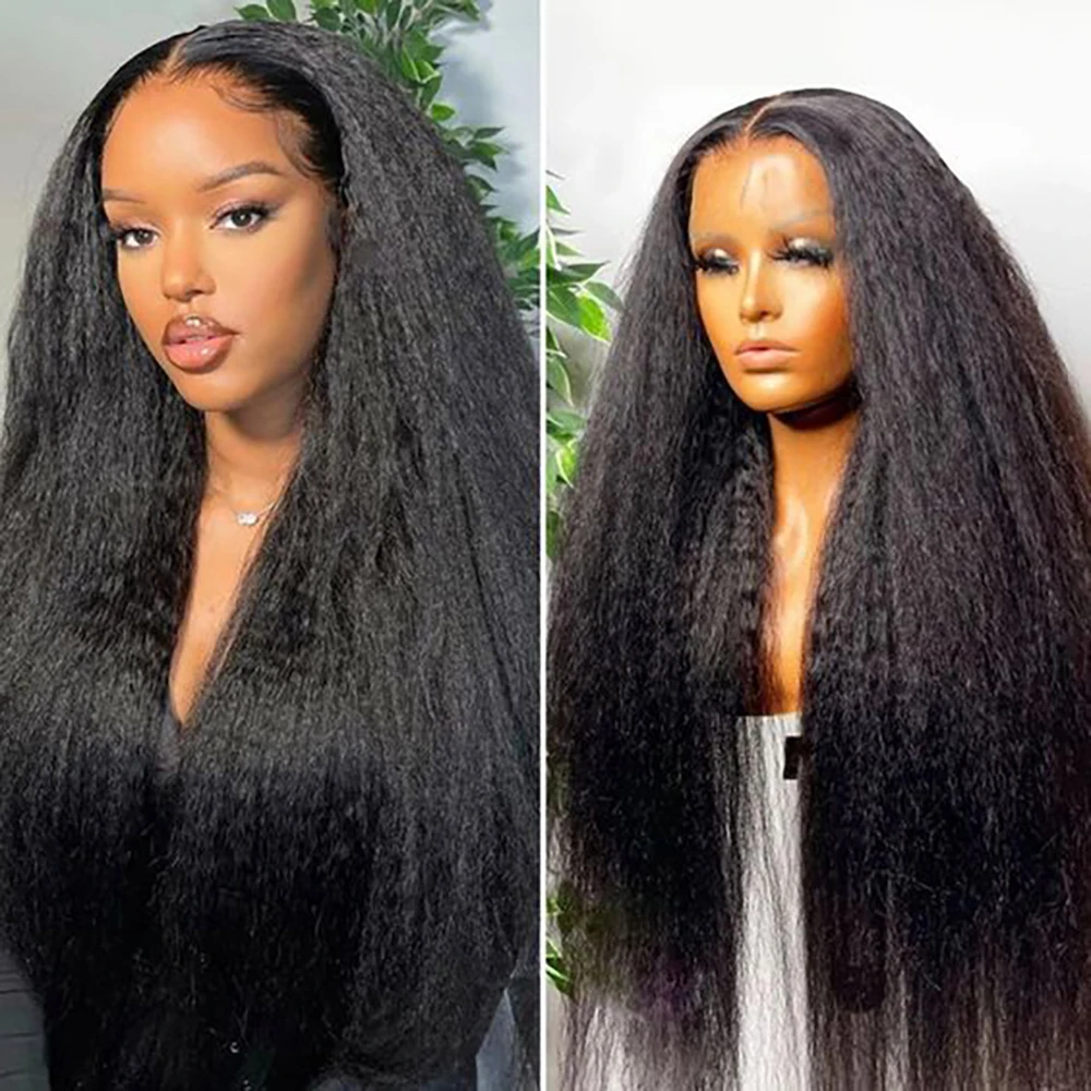 Top Trends: LYMTICS Kinky Straight Wig Synthetic Yaki Straight Hair Heat Resistant Fiber Kinky Afro Wigs For Black White Women Shoppable Styles