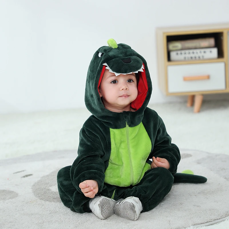 Top Trends: Newborn Baby Green Dinosaur Pajamas Clothing Boy Girl Infant Rompers Animal Anime Costume Outfit Hooded Winter Overalls Jumpsuit Shoppable Styles