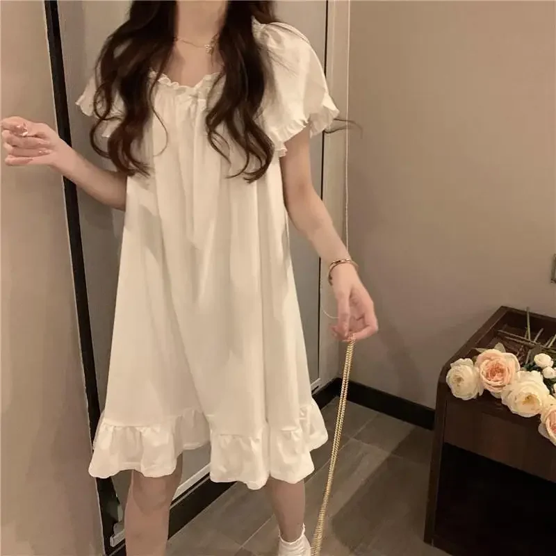 Top Trends: Summer Korean Nightgowns For Women Long Sleeved Nightwear Female Lace Sexy Sleepwear Home Clothes Silk Cotton Night Dress Shoppable Styles - Image 2