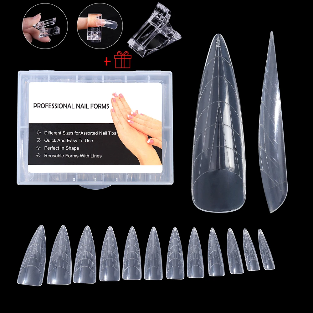 Top Trends: NEW Stiletto Coffin Clear Dual Forms False Tips Quick Building Gel Mold Nail System Full Cover Nail Extension Forms Top Shoppable Styles