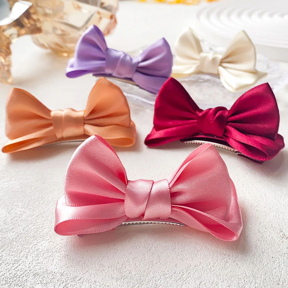 Top Trends: 2Pcs / set Bow Hair Clip Girl Kids Cute Hair Bands Hair Accessories Baby Handmade Cloth Headwear Bowknot Hairpins Headdress Gift Shoppable Styles