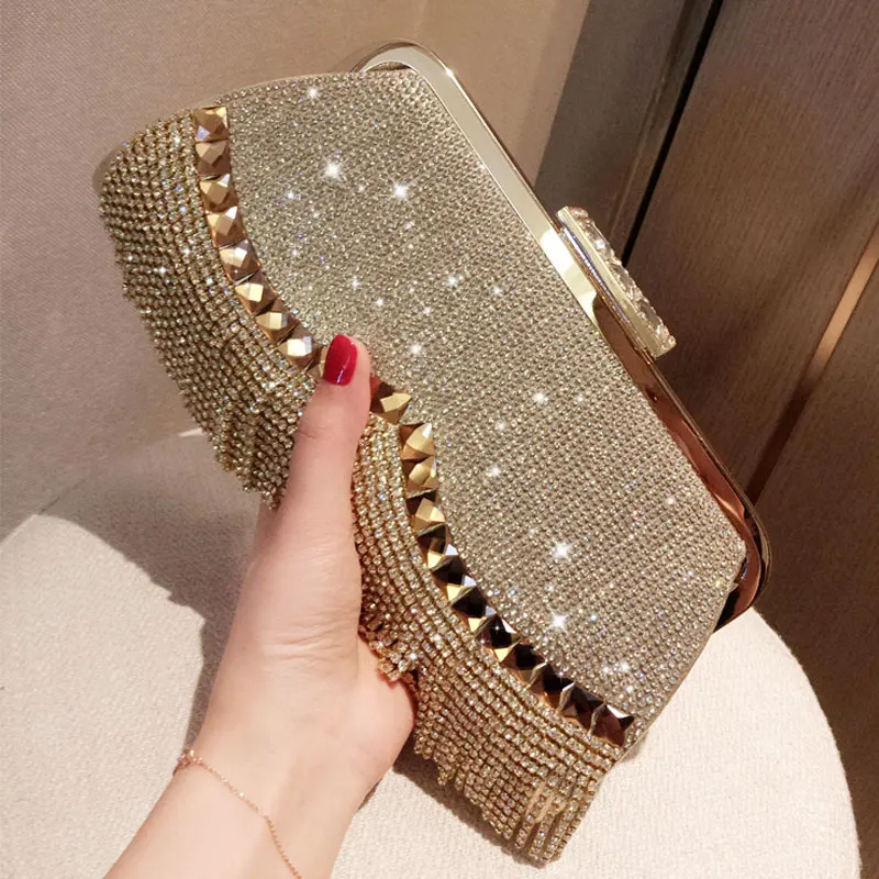 Top Trends: YoReAi New Fashion Diamond Clutch Women&#039;s Evening Bags Bling Day Clutches Gold Wedding Purse Female Handbag Shoulder Package Shoppable Styles