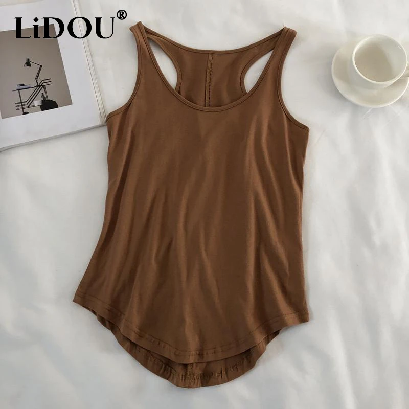 Top Trends: 2023 Summer New Fashion Y2K Round Neck Sleeveless Ventilate Tank Women Korean Style Street Casual Cute Youth All-match Vest Shoppable Styles