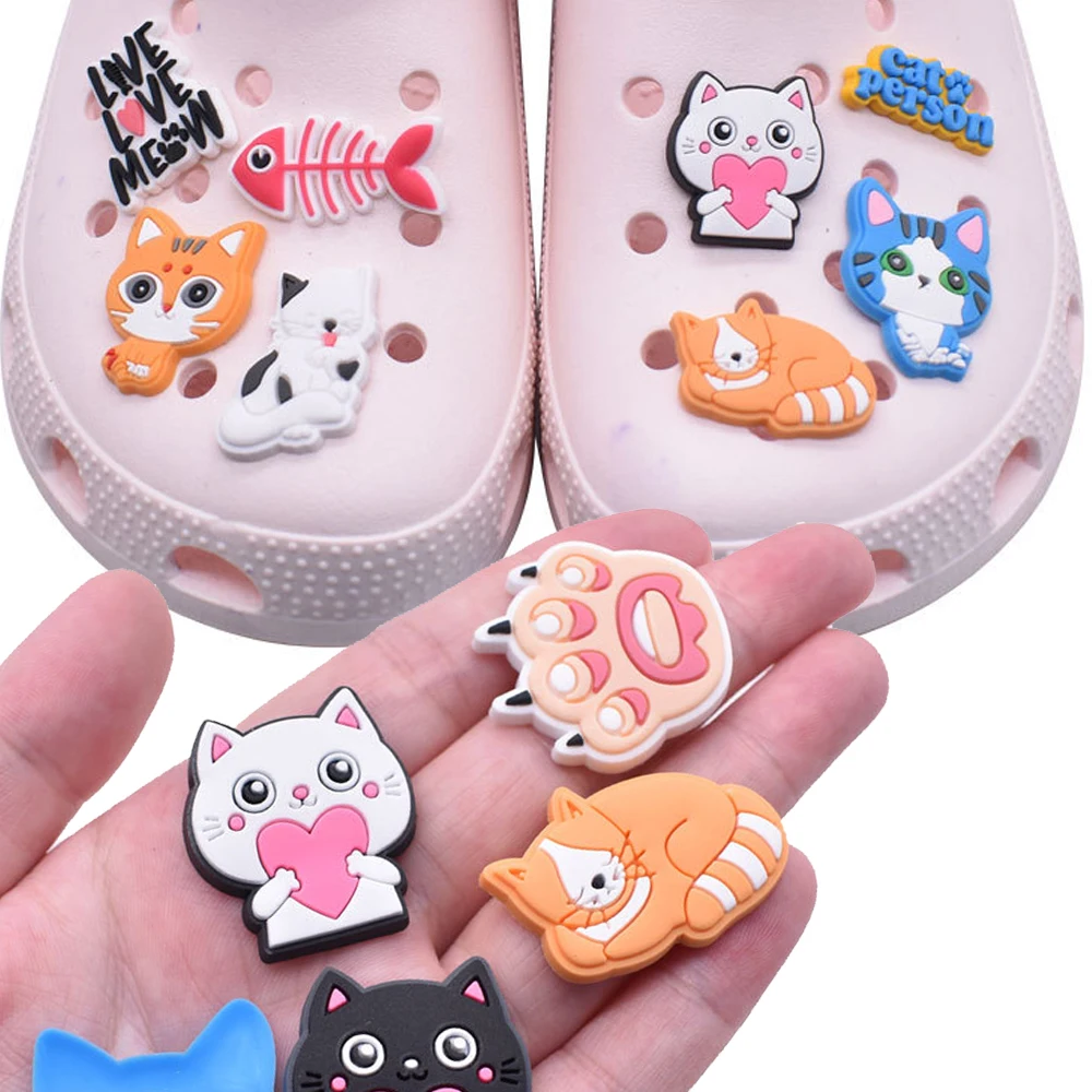 Top Trends: Hot Sale 1pcs PVC Qute Cat Accessories For Crocs Charms Badge Women Clogs Buckle Kids Pins Shoes Decoration Jeans Party Favors Shoppable Styles