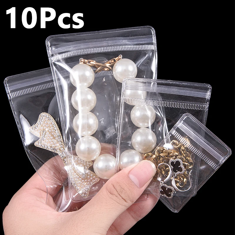 Top Trends: 10Pcs Transparent PVC Jewelry Boxes Packaging Pouches Bags Clear Anti-Oxidation Organizer Earring Necklace Bracelet Storage Shoppable Styles