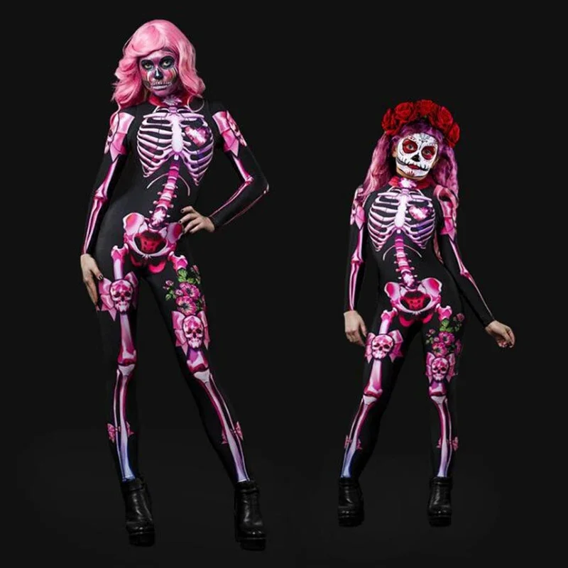 Top Trends: Rose Skeleton Adult Kids Scary Costume Halloween Dress Cosplay Sexy Jumpsuit Carnival Party Baby Girl Rompers Day Of The Dead Shoppable Styles