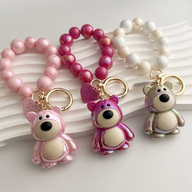 Top Trends: Resin Small Bear Doll Cute Keychian With Beaded Chains Kawaii Small Bear Keyring For Bag Pendnat Korean Style Keychain For Gifts Shoppable Styles