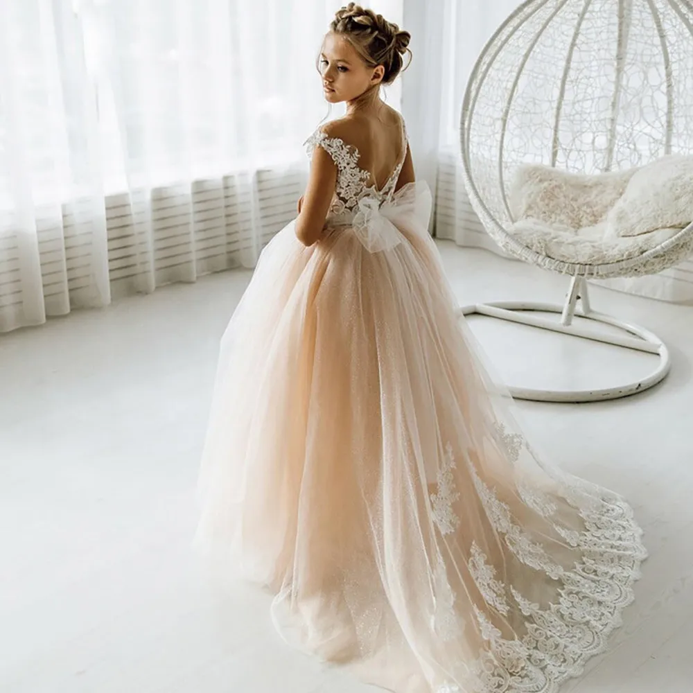 Top Trends: Girl Dress Wedding 2023 Lace Tulle Backless Flower Girl Dresses Vintage Junior Bridesmaid Ball Gown First Communion 4 To 8 Years Shoppable Styles