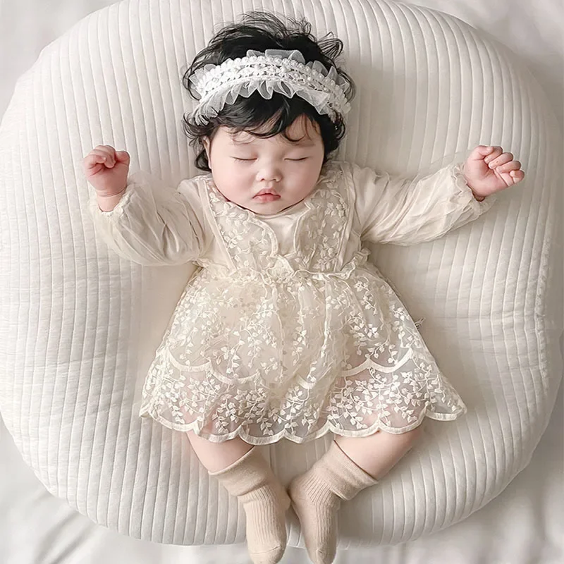 Top Trends: 0-2Years Princess Newborn Baby Girl Dress Romper Long Sleeve Lace Embroidery Skirted Jumpsuit One-Pieces Birthday Party Clothes Shoppable Styles