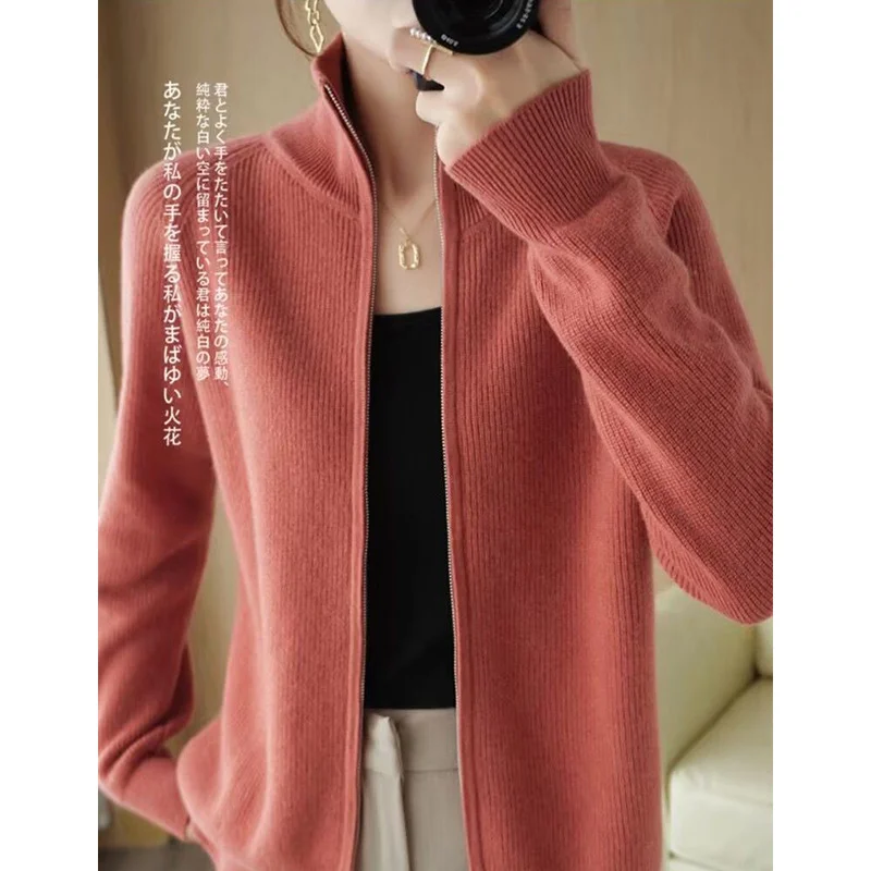 Top Trends: Autumn Winter KPOP Fashion Harajuku Knitting Cardigan Lady All Match Tops Women Loose Casual Sweater Zipper Solid Chic Outerwear Shoppable Styles