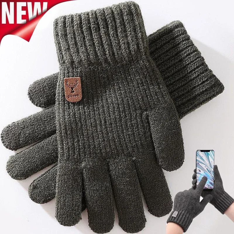 Top Trends: New Cashmere Gloves Winter Warm Five Finger Mittens Touchable Men Outdoors Skiing Cycling Motorcycle Cold-proof Fingering Glove Shoppable Styles