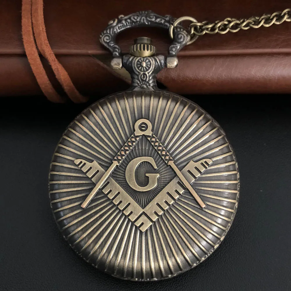 Top Trends: Bronze Vintage Masonic Freemasonry Chrome Square And Compass Mason Retro Necklace Pendant Quartz Pocket Watch Best Gifts Shoppable Styles