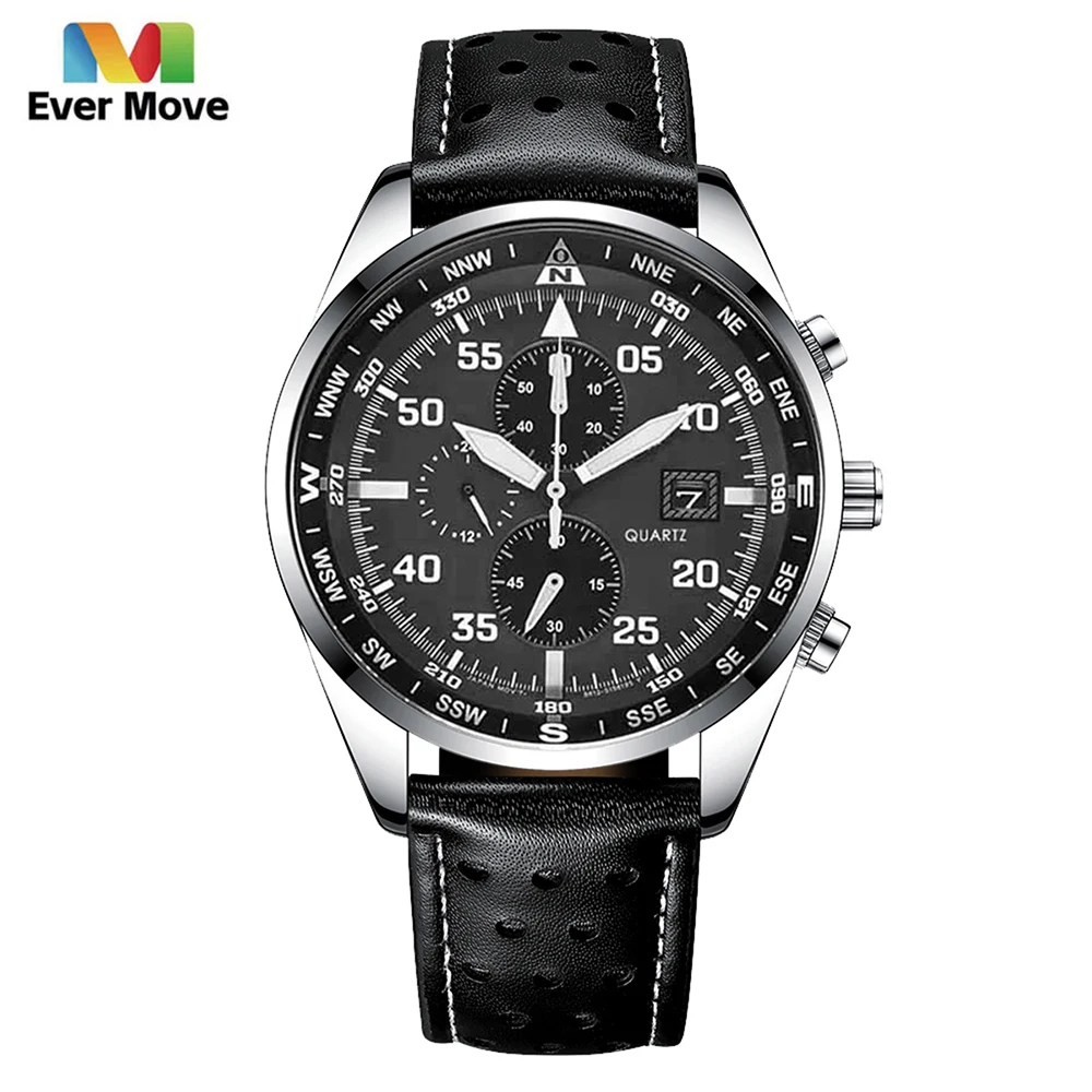 Top Trends: Ever Move Sports Watches For Men Fashion Quartz Men Big Clock Brand Luxury Military Full Alloy Steel Waterproof Chronograph Gift Shoppable Styles