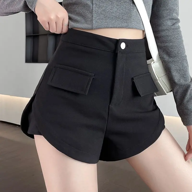 Top Trends: Summer New Black High Waist Shorts Solid Color Slim Plus Size All-match Hot Pants Casual Fashion Trend Women Clothing Shoppable Styles