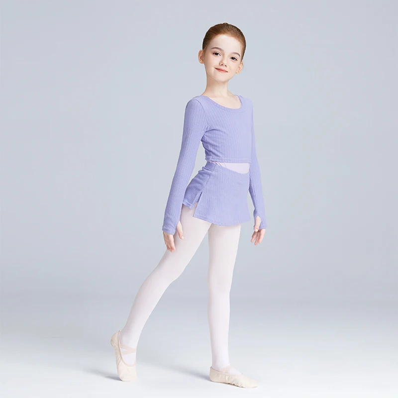 Top Trends: Girls Round Neck Knitted Shawl Ballet Dance Suit Kids Toddler Autumn Winter Ballet Training Top Culotte Socks 3 Piece Split Set Shoppable Styles - Image 4