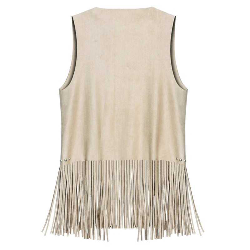 Top Trends: Suedette V-Neck Front-Open Fringe Sleeveless Cardigan Short Hollow Gilet Vest With Rivets For Ladies Dropshipping Shoppable Styles - Image 4