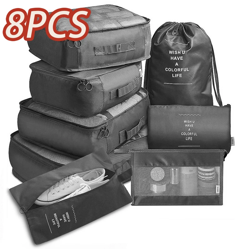 Top Trends: 7 / 8 / 10 Pcs Set Travel Bags Large Capacity Storage Makeup Bag Suitcase Packing Portable Clothes Underwear Shoe Pouch Organizer Shoppable Styles