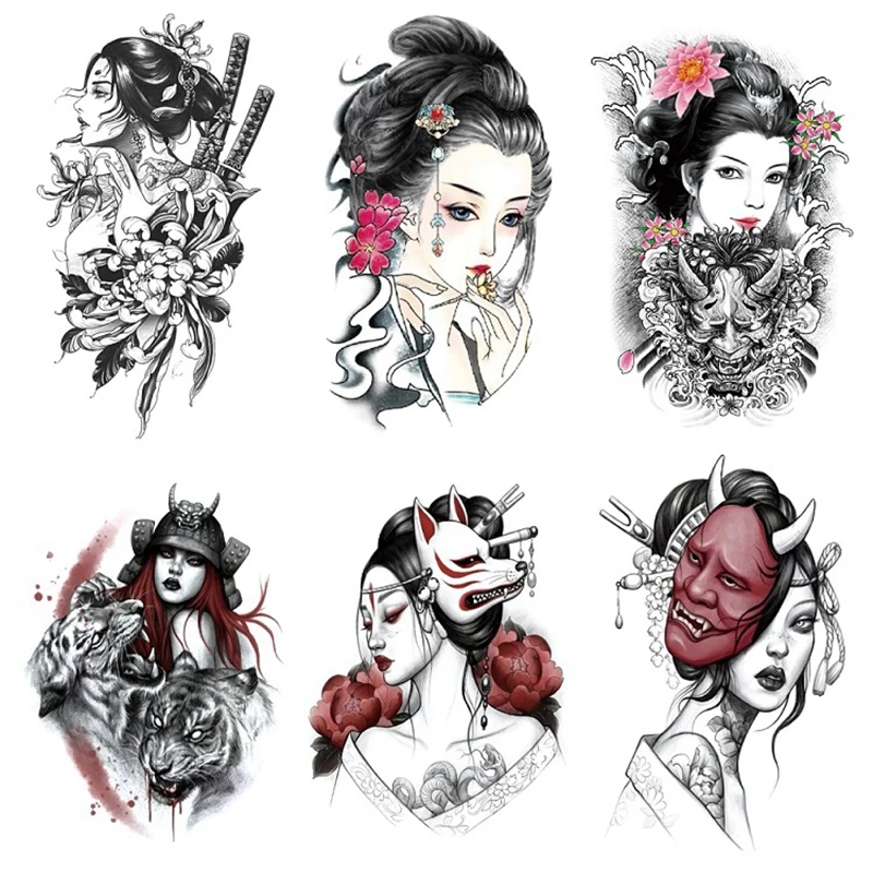 Top Trends: Geisha Fake Tattoo Stickers For Woman Half Arm Tatouage Ephemere Femme Tatuaze Tymczasowe Sexy Tattoo Adesivo Waterproof Tatoo Shoppable Styles