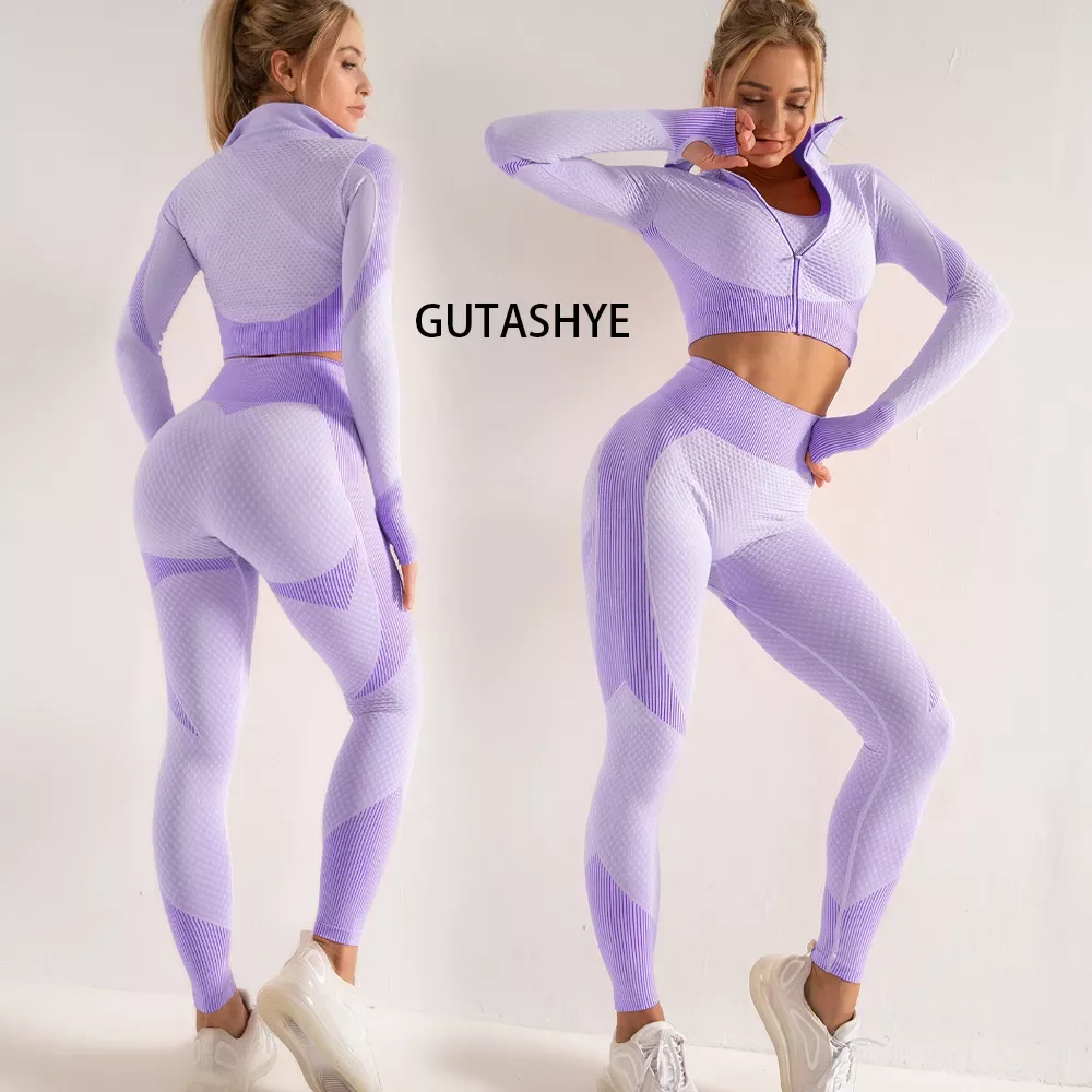 Top Trends: Seamless Long Sleeve Yoga Sets For Women, Female Sport Suit, Gym Wear, Running Clothes, Fitness Clothing, 2 Or 3 Pcs Shoppable Styles