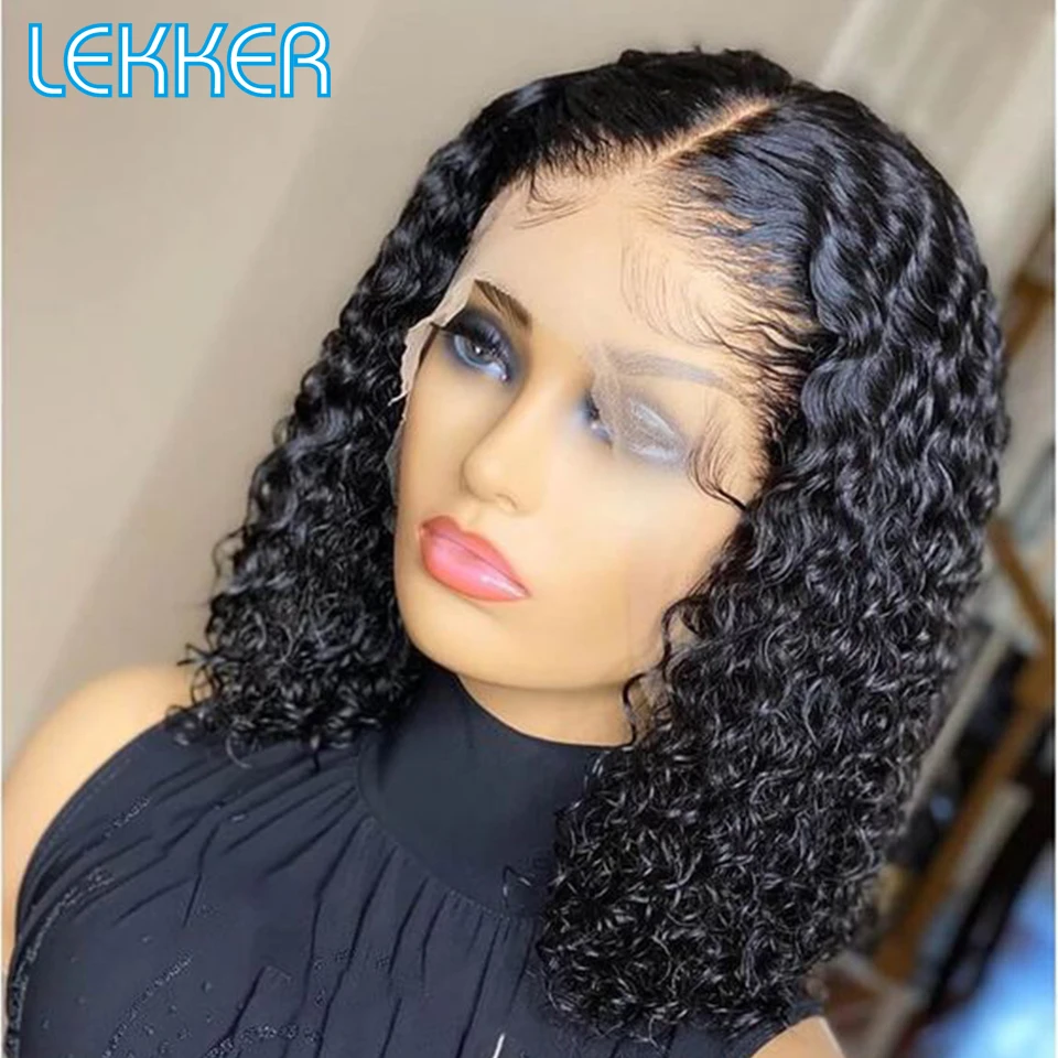 Top Trends: Lekker Short Curly Bob 360 Full Lace Frontal Human Hair Wigs For Women Brazilian Remy Hair Transparent Lace Deep Wavy Bob Wigs Shoppable Styles