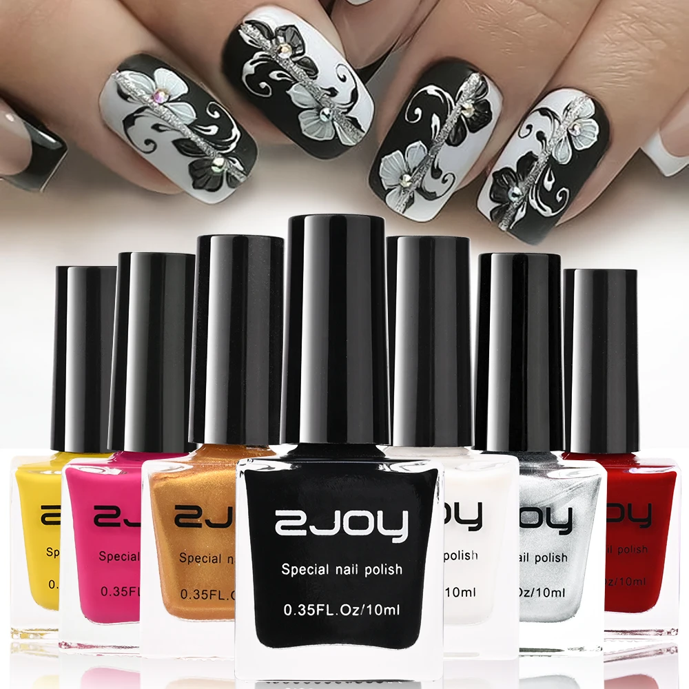 Top Trends: (30 Colors) 10ml Nail Stamping Polish 1 / 2pcs Black / White Colorful Stamping Plate Printing Varnish Semi Permanent Nail Varnish Shoppable Styles