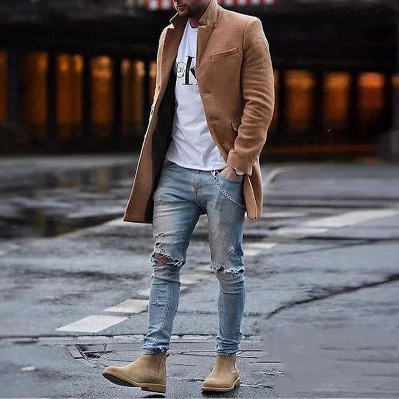 Top Trends: Autumn Winter Fashion Trend Windbreaker Men Coat Lapel Long Tweed Jackets Male Slim Single Breasted Large Size 5XL Overcoats Shoppable Styles