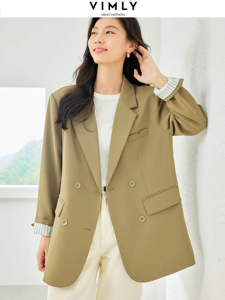 Top Trends: Vimly Oversized Split Blazers 2023 Autumn Jackets Outerwears Loose Mid-length Long Sleeve Notched Elegant Coats Workwear 16033 Shoppable Styles