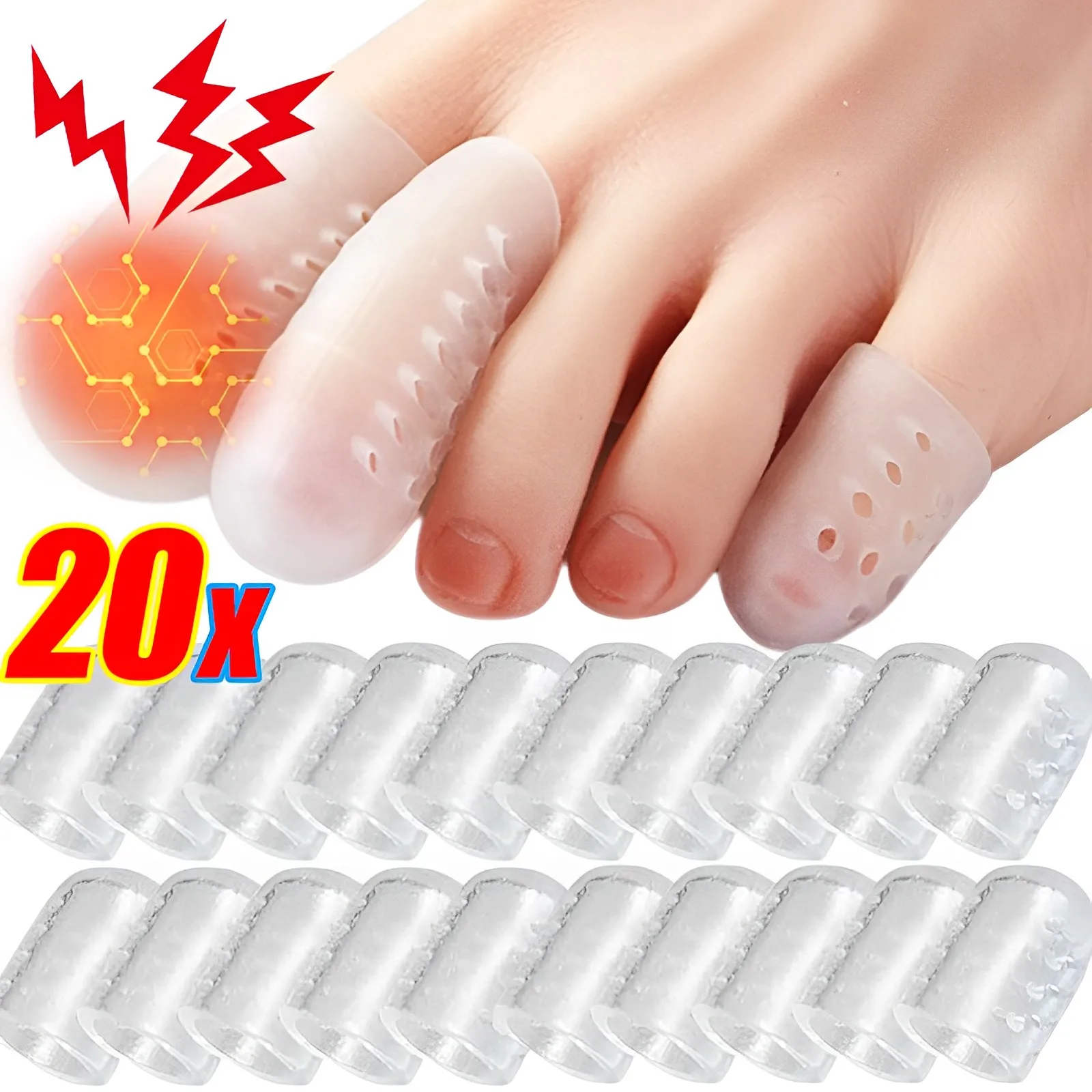 Top Trends: 1 / 20pcs Toe Protector Soft Silicone Breathable Foot Corns Blisters Toe Cap Cover Foot Care Tool Anti-Friction Toe Separators Shoppable Styles