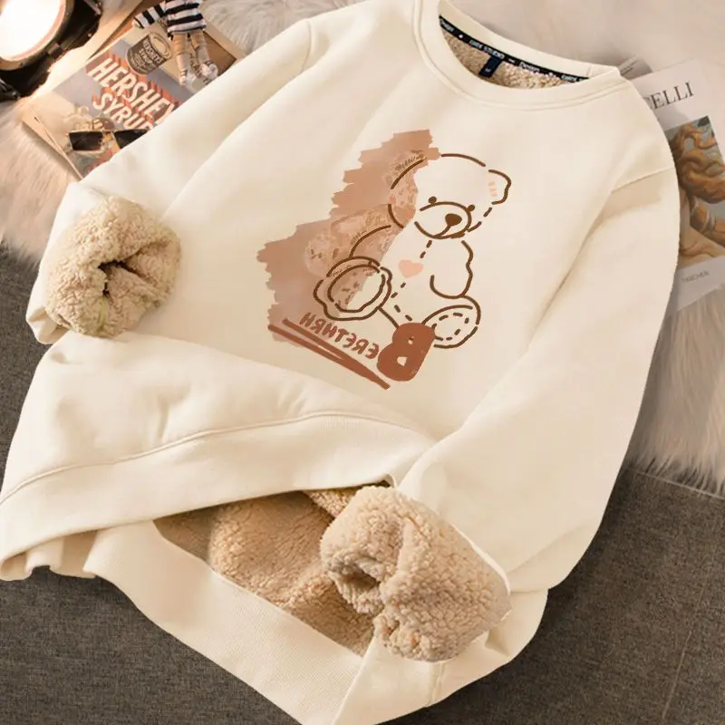 Top Trends: Women's Winter 2023 New Korean Style Fleece Sweater Oversize Sweatshirt Y2k Womens Clothing Clothes For Teenagers Urban Blouses Shoppable Styles