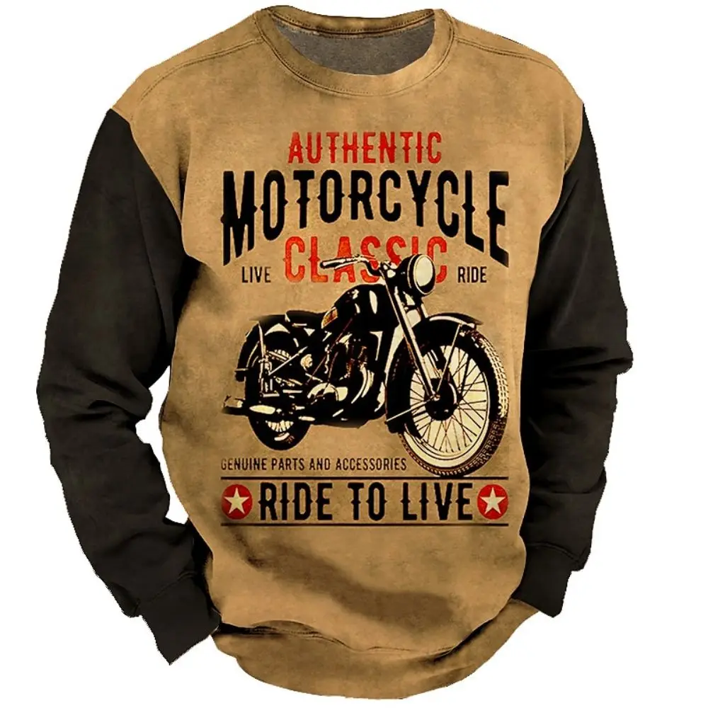 Top Trends: Cotton Vintage Men Sweatshirt 3d Retro Motorcycle Oversized Tshirt Men Clothing Biker Racing T-shirt Motor Tees Long Sleeve Tops Shoppable Styles