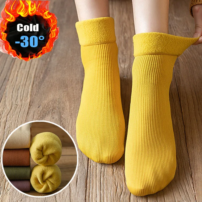 Top Trends: 2022 New Winter Warm Women Socks Thicken Thermal Soft Sock Casual Solid Color Wool Cashmere Home Floor Sock Snow Boots Size35-40 Shoppable Styles