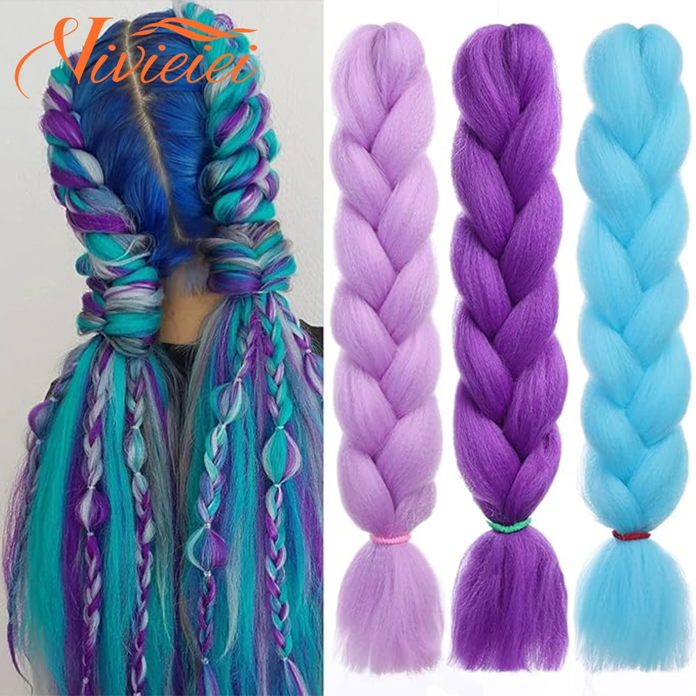 Top Trends: 24 Inches Jumbo Braid Synthetic Braiding Hair Ombre Jumbo Hair Extension For Women DIY Hair Braids Pink Purple Yellow Gray Shoppable Styles