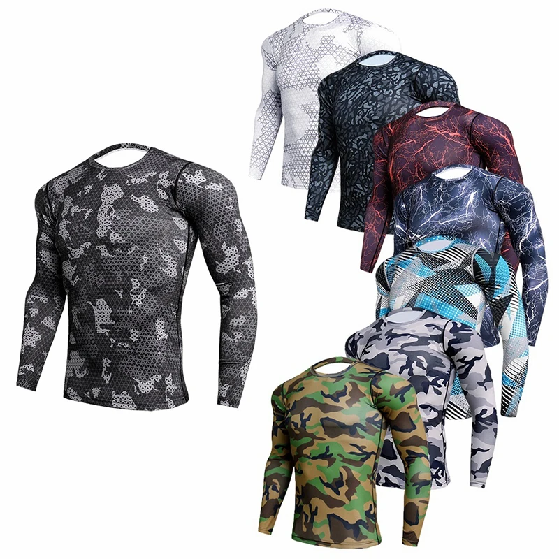 Top Trends: Compression Running Shirts Men Rashguard Camo Fitness Quick-drying Sports T-shirt Bodybuilding Gym Workout Training Shirt Man Shoppable Styles