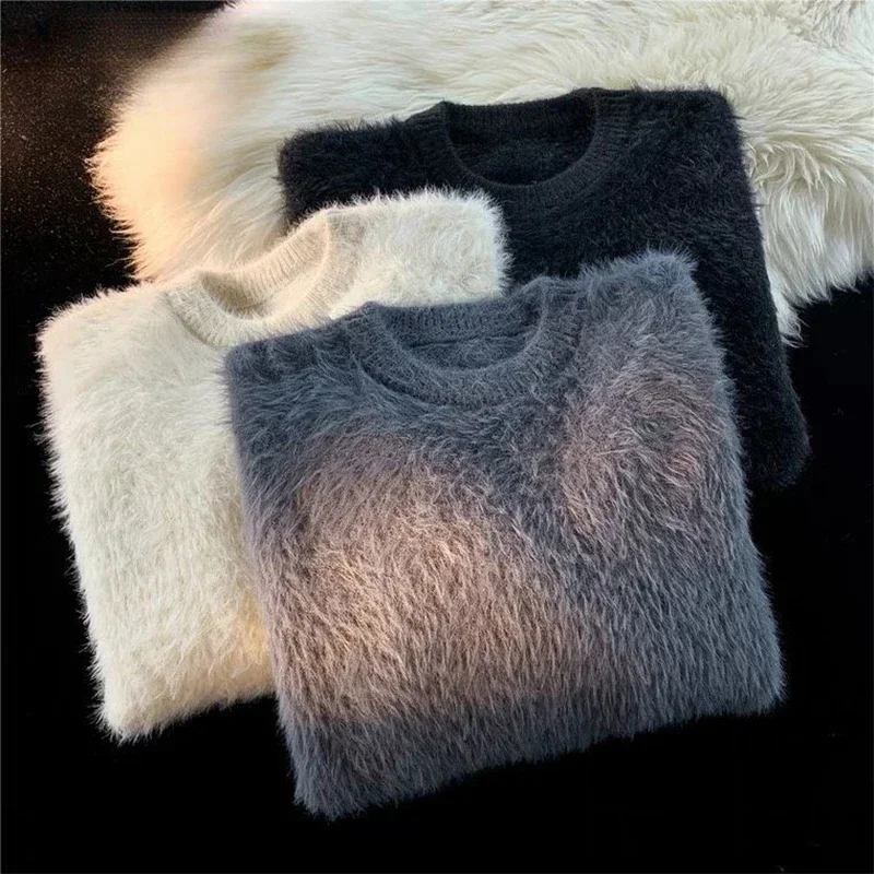 Top Trends: Simple Plush Solid Color Sweater For Men And Women Lazy And Loose Style Versatile And Warm Personalized Round Neck Knit Clothes Shoppable Styles - Image 6