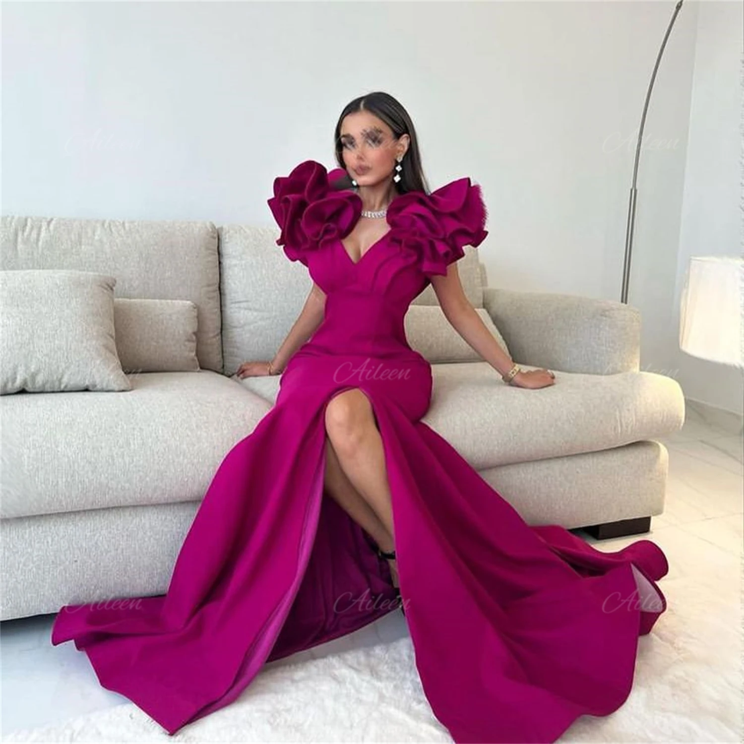 Top Trends: Aileen Long Soft Dresses For Women Party Wedding Evening Rose Red Robe A-line Satin Cocktail Of Dresses For Day And Night Party Shoppable Styles - Image 3