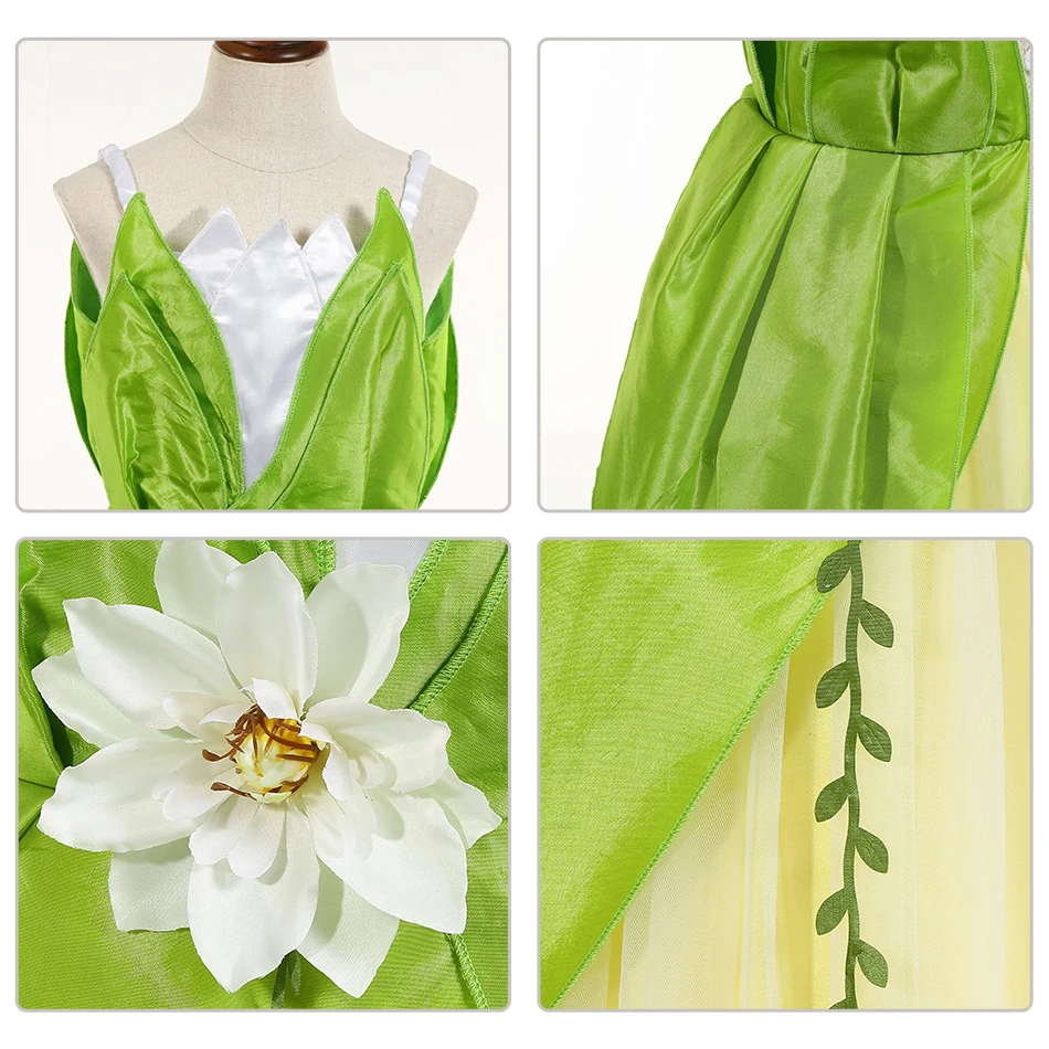 Top Trends: Disney The Princess And The Frog Cosplay Costume For Girls Fancy Tiana Princess Dress Carnival Purim Party Kids Frock Clothing Shoppable Styles - Image 5