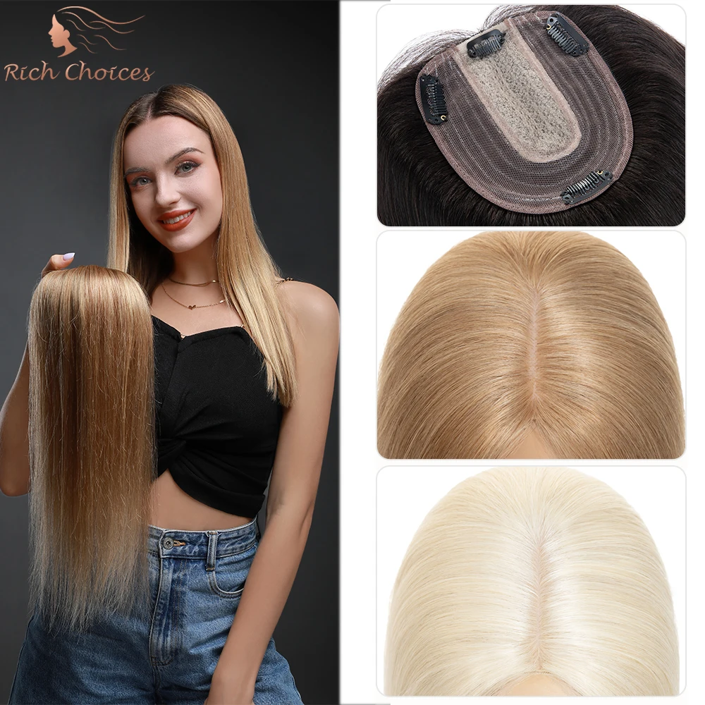 Top Trends: Rich Choices 10×12cm Human Hair Toppers For Women Wigs Silk Base Hair Pieces 4 Clips In Hair Extensions Natural Hairpiece 130% Shoppable Styles