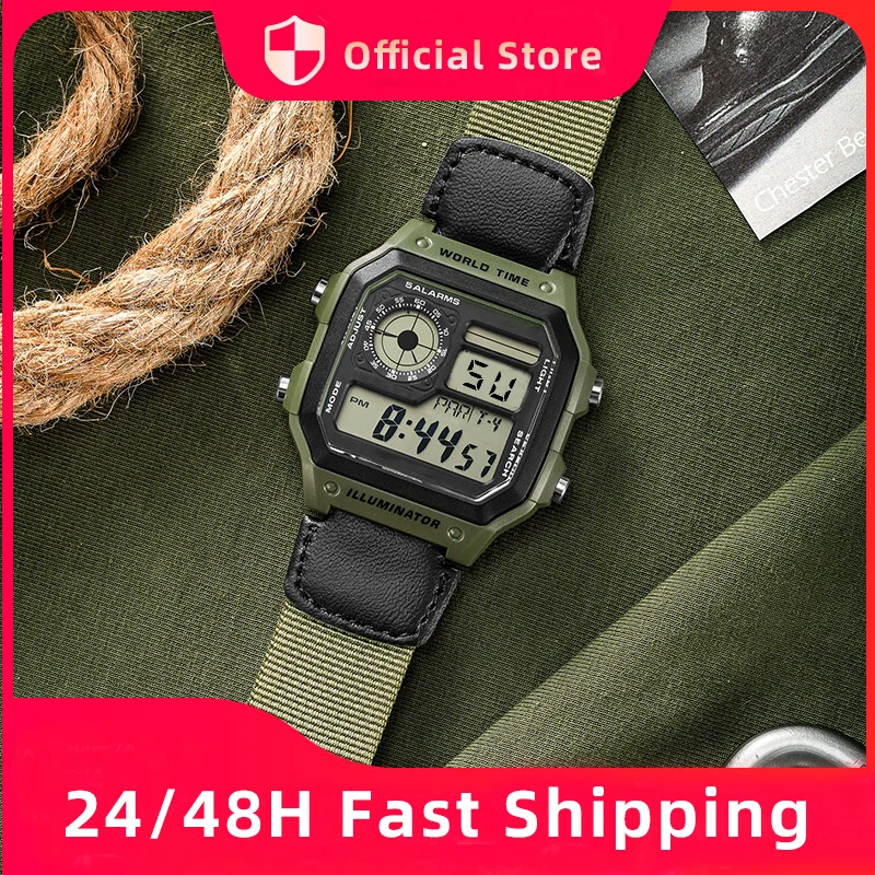 Top Trends: Digital Watch Men SYNOKE Sport Watches For Men Nylon Strap Waterproof Alarm Clock Multifunction Wristwatch Relogio Masculino Shoppable Styles