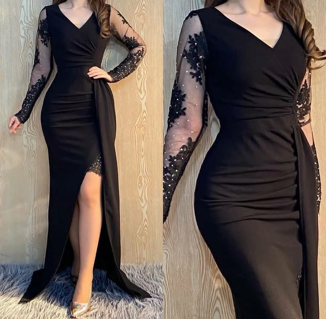 Top Trends: Other Shore Elegant Vintage Sexy Black Lace Beading Pearls Applique Customize Formal Occasion Prom Dress Evening Party Gowns Shoppable Styles