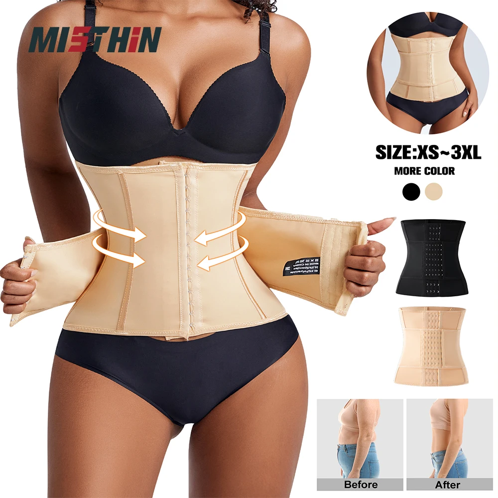 Top Trends: MISTHIN Women Cincher Waist Trainer Large Size Double Belt Corset Tummy Sweat Shapewear Workout Slimming Sheath Belly Reducing Shoppable Styles