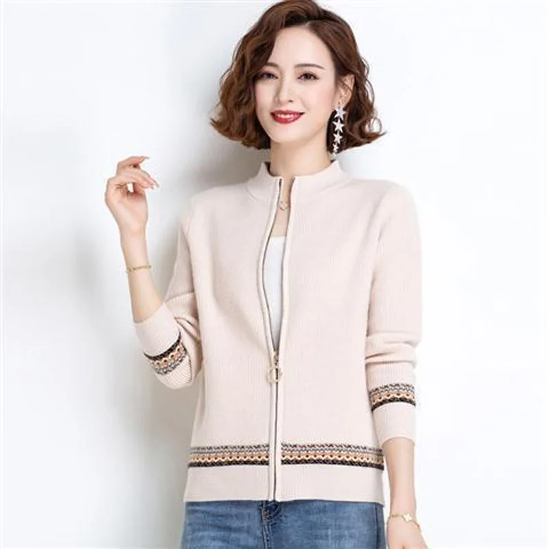 Top Trends: Chinese Style Printing Zipper Premium Cardigan Half High Collar Thick Women's Clothing Slim Embroidery Hot Selling Wild Knitting Shoppable Styles - Image 6