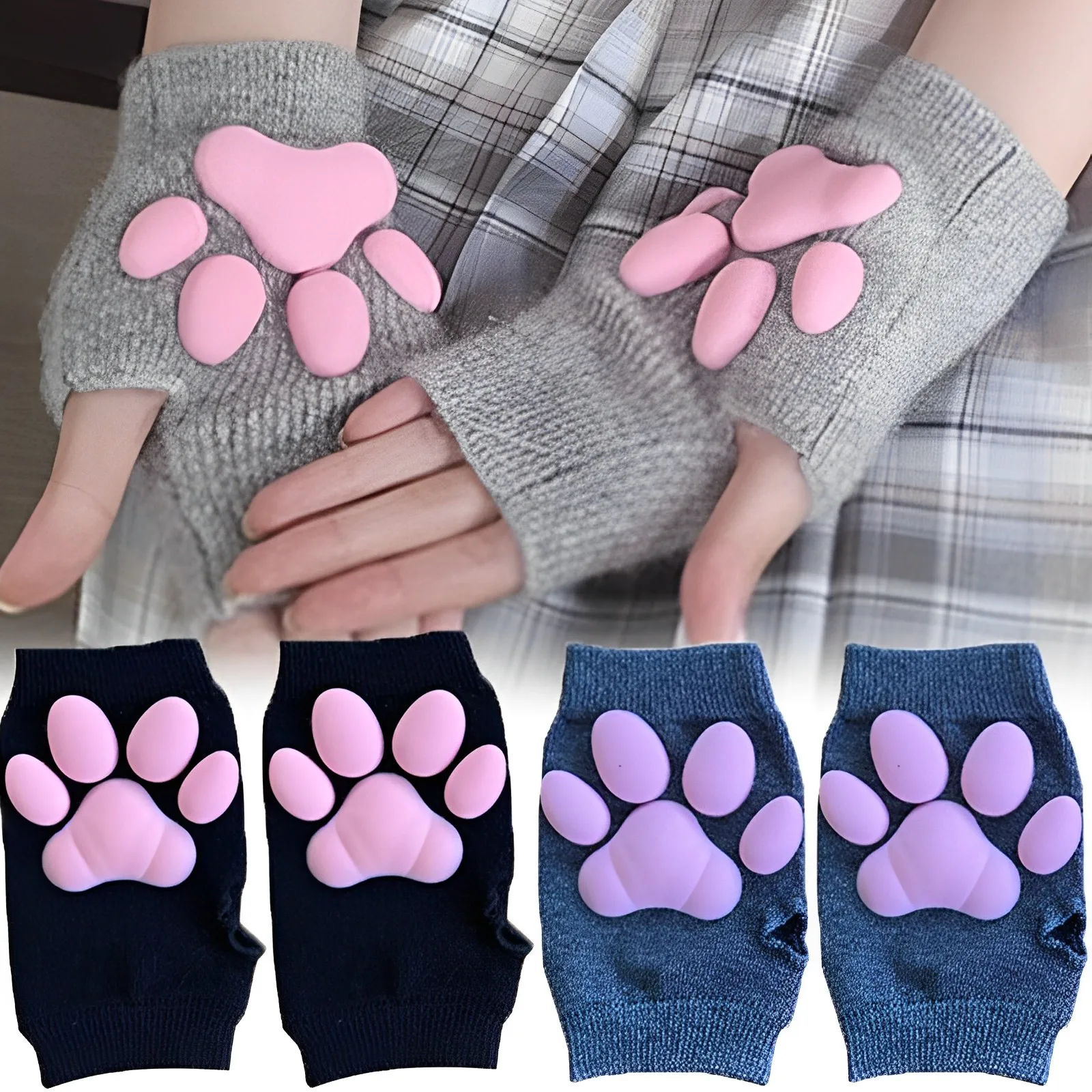 Top Trends: Women 3D Silicone Cat Paw Claw Gloves Winter Faux Fur Cute Kitten Fingerless Mittens Gloves Christmas Halloween For Womens Girls Shoppable Styles