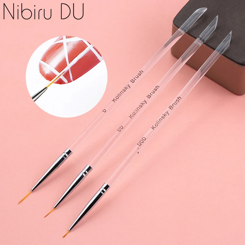 Top Trends: 3Pcs / Set Kolinsky Gel Nail Art Line Painting Brushes Crystal Acrylic Thin Liner Drawing Pen Nail Art Manicure Tools Set Shoppable Styles