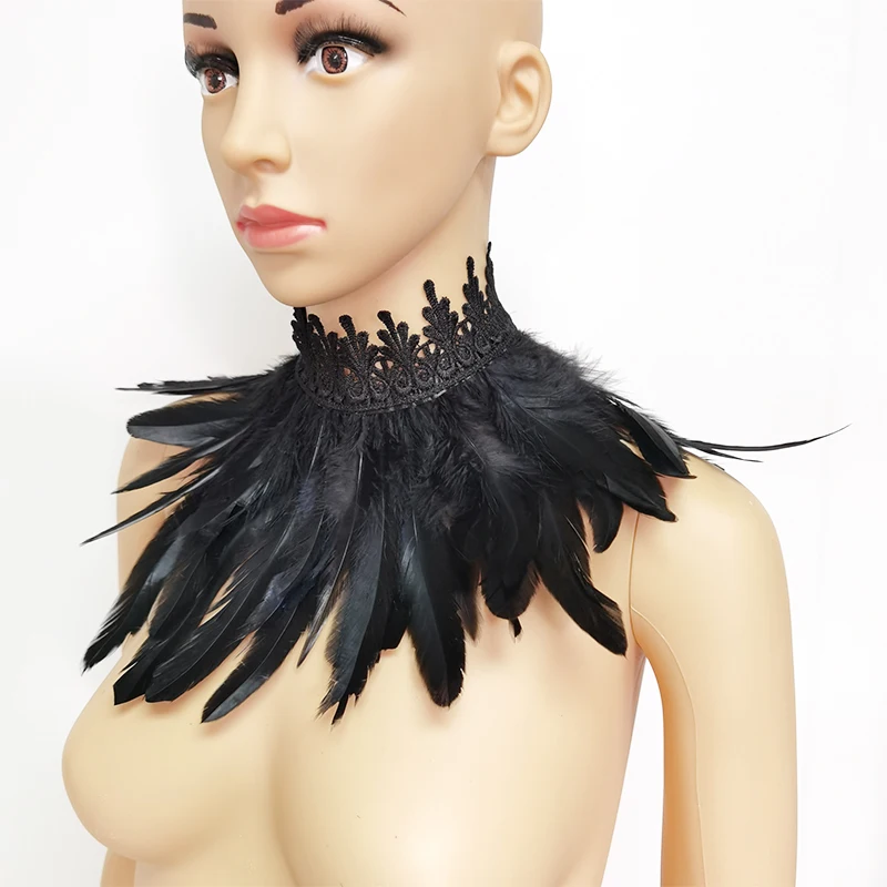 Top Trends: Lace Feather Fake Collar Victorian Gothic Natural Feather Choker Neck Wrap Collar Feather Cuffs Cosplay Party Stage Performance Shoppable Styles