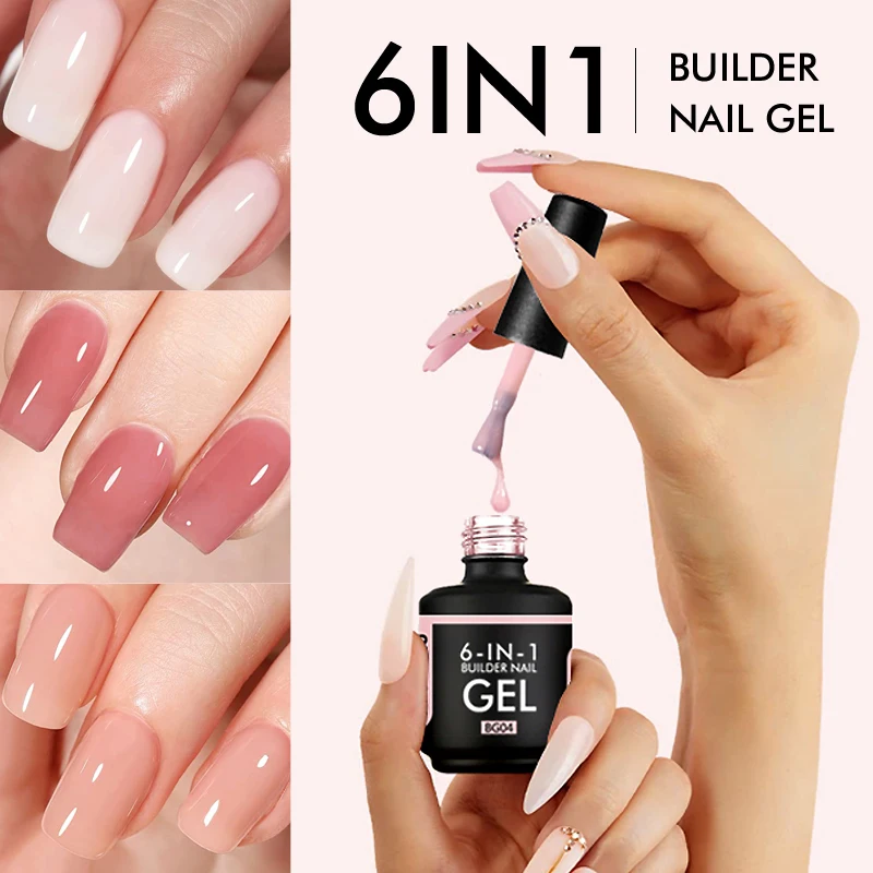 Top Trends: CHUNSHU 15ML Builder Nail Gel In A Bottle 6IN1 Neon Color Nail Construction Extension Gel Polish Clear Pink UV Led Base Top Coat Shoppable Styles