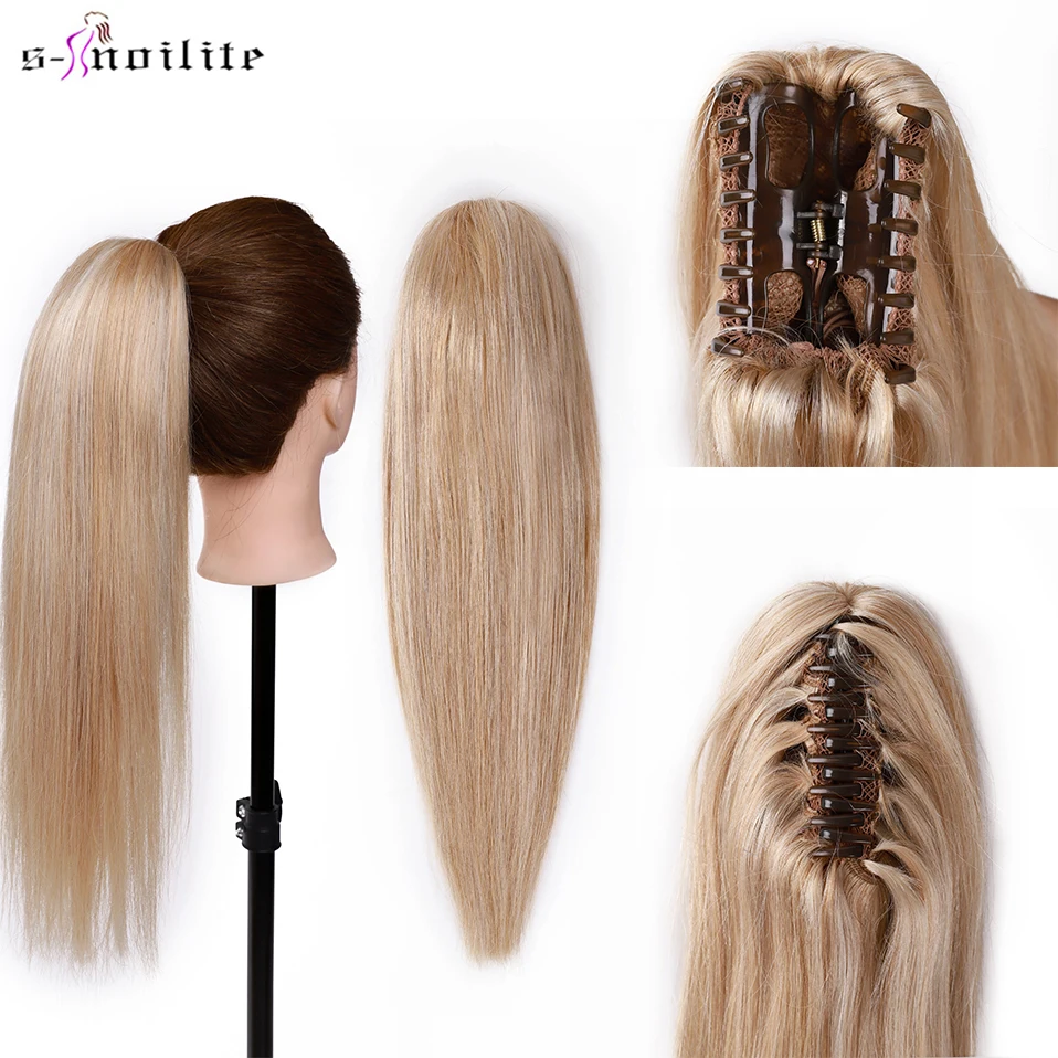 Top Trends: S-noilite Ponytail Human Hair 14-22Inches Claw Clip In Ponytail Human Hair Extension Women Hairpiece Natural Black Blonde Brown Shoppable Styles