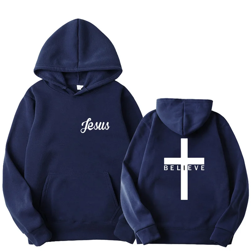 Top Trends: Men's Believe Cross Jesus Printed Hoodies Man Design Drawstring Hoodie Tops Harajuku Spring Autumn Hooded Streetwear Sportwear Shoppable Styles - Image 3