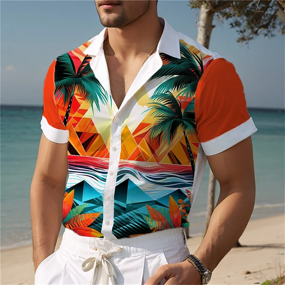 Top Trends: 3d Coconut Tree Print Hawaiian Shirts For Men Summer Beach Casual Men&#039;s Shirt Fashion Street Man Clothing Loose Oversized Shirts Shoppable Styles